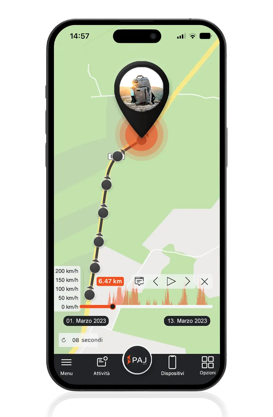 Mockup Localizzatore GPS per maletas - Rutas