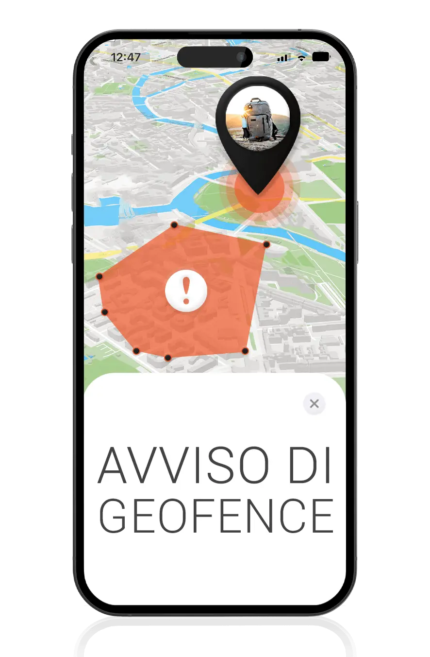 Mockup Localizzatore GPS per malete - Geofence