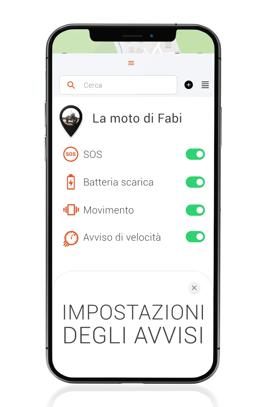 Localizzatore GPS per moto con impostazioni di allarme