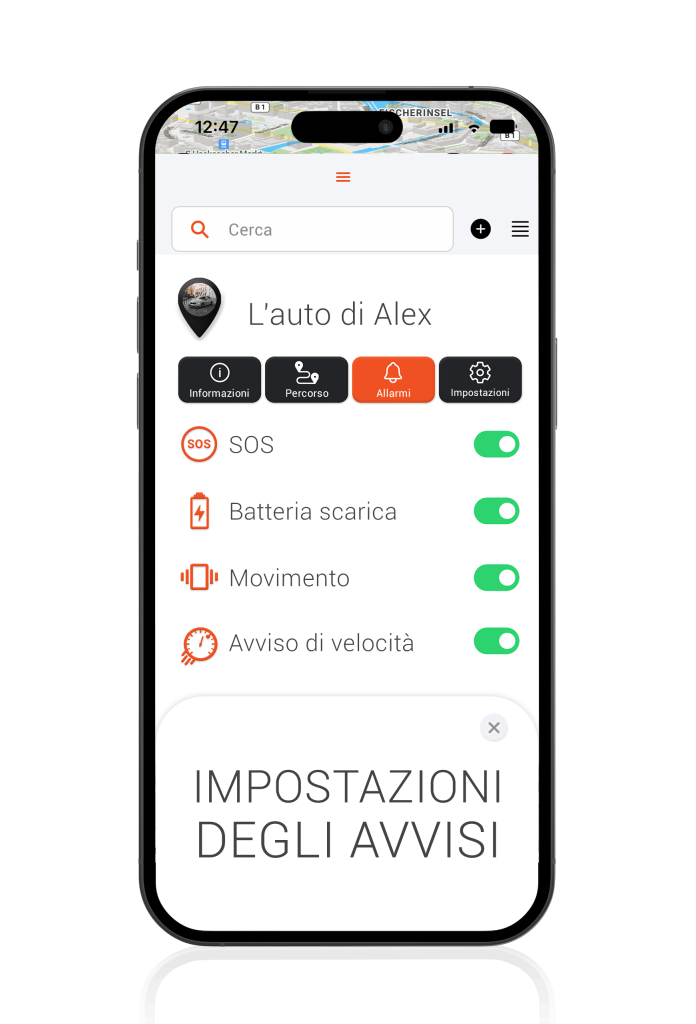 localizzatori GPS per auto con impostazioni di allarme