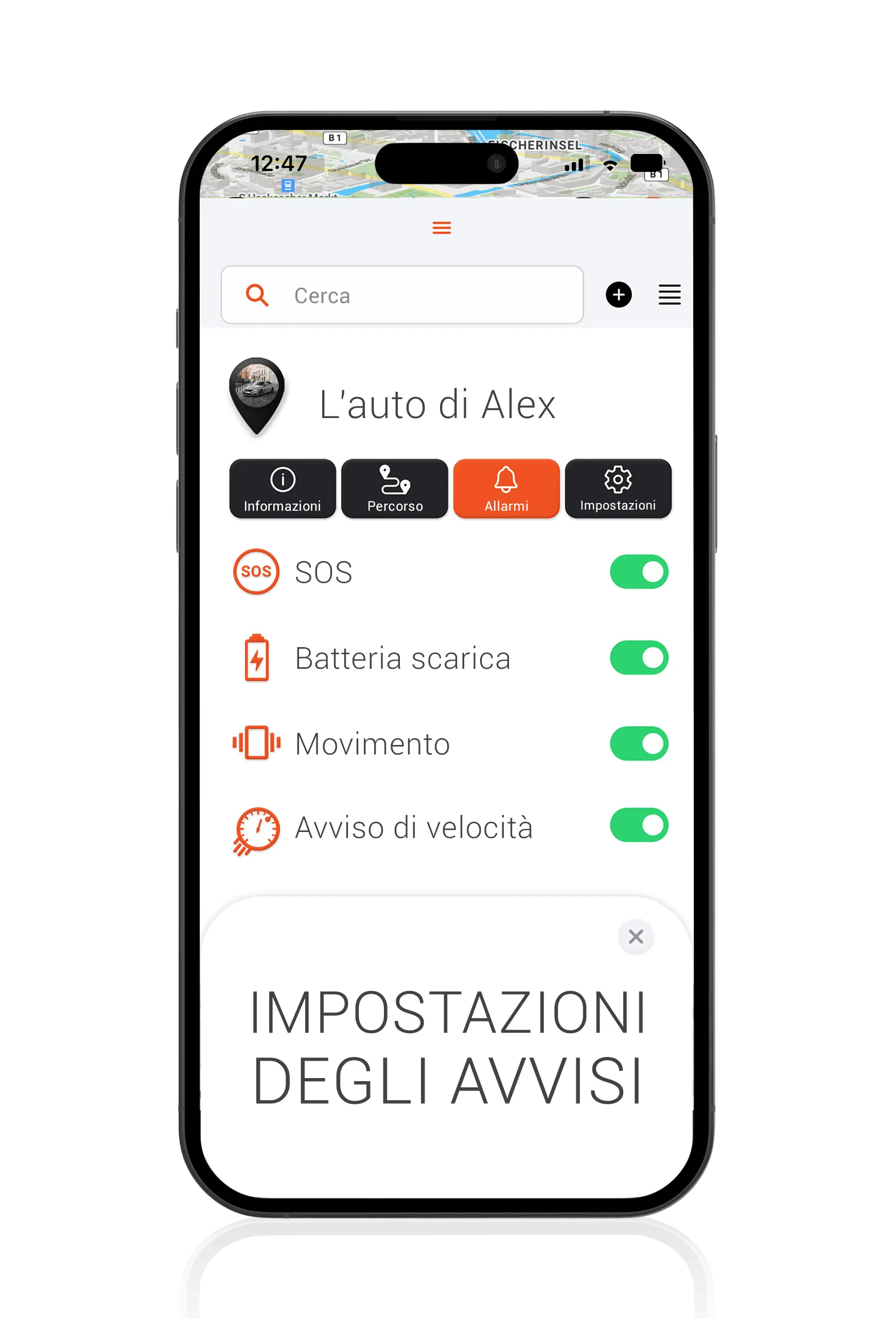 localizzatori GPS per auto con impostazioni di allarme