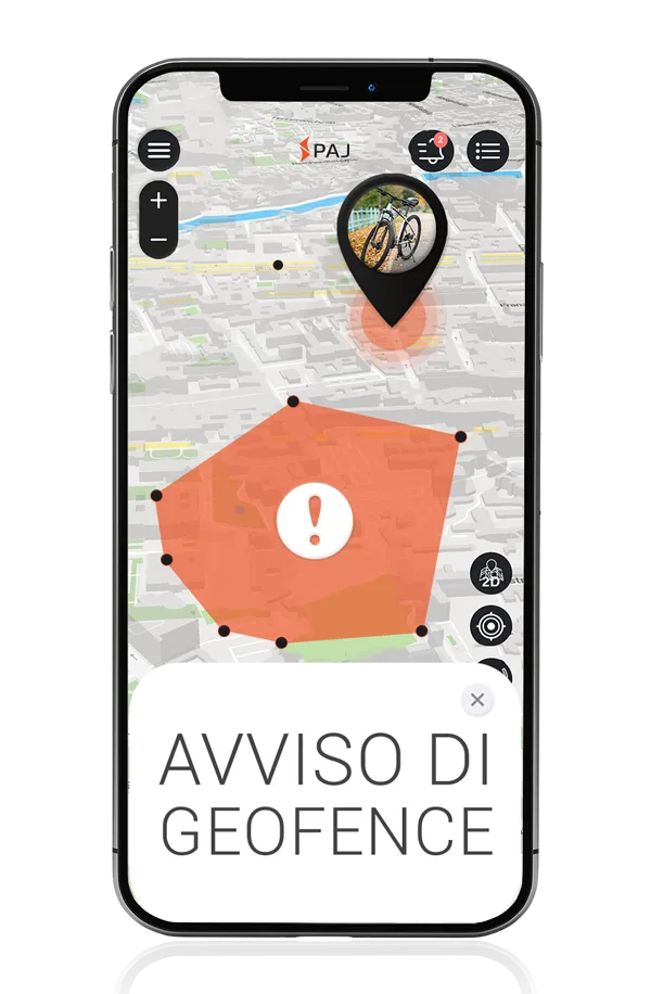 Avviso di GEOFENCE o recinto sicuro PAJ GPS app