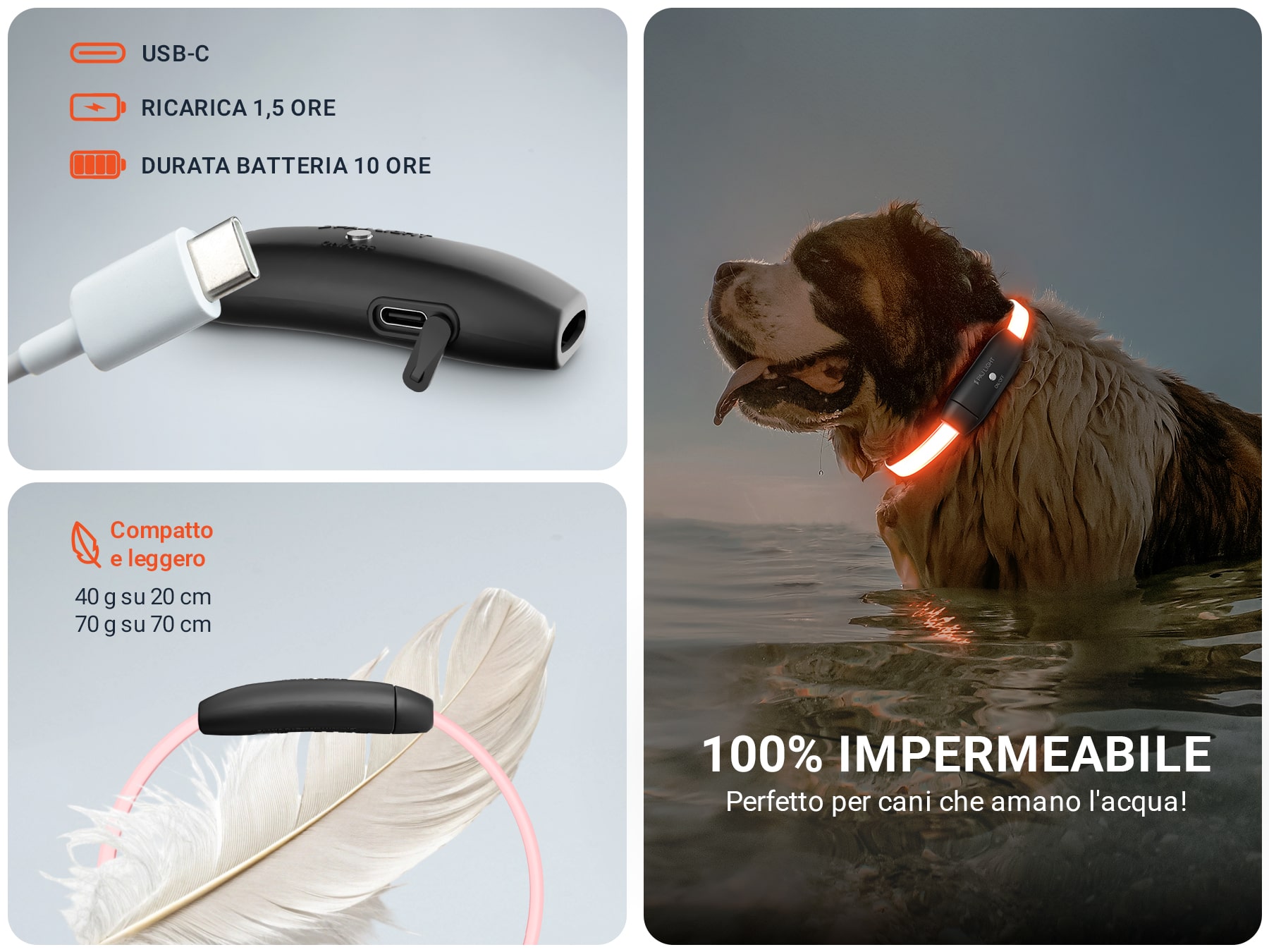 Dati tecnici PAJ LIGHT nero: PAJ GPS LED collare per cani