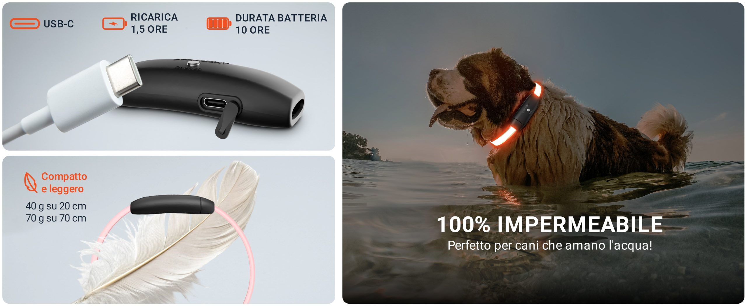 Dati tecnici PAJ LIGHT nero: PAJ GPS LED collare per cani