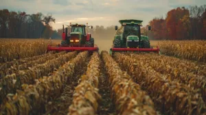 trattori agricoli su campo per raccolto
