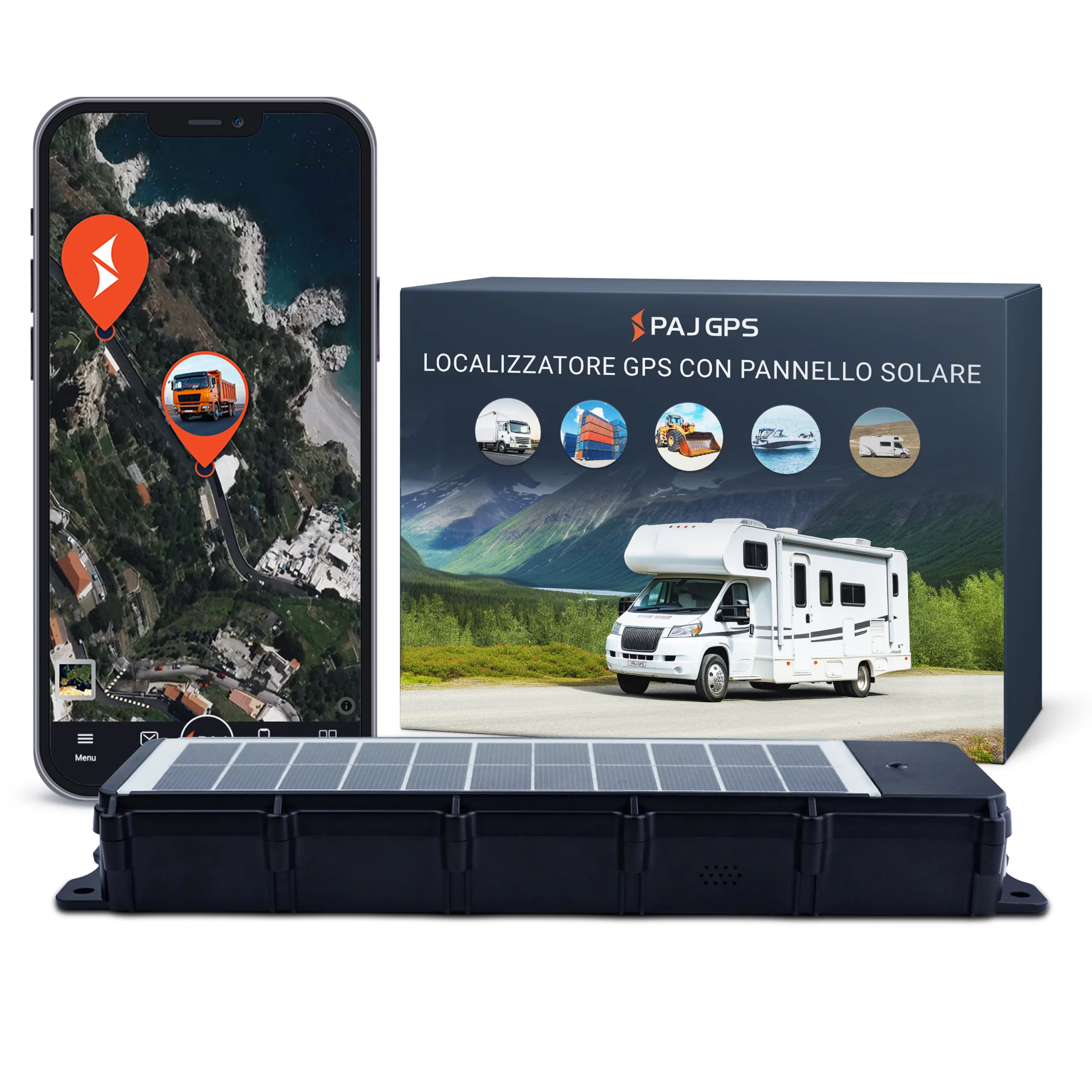 Localizzatore GPS ricaricabile energia solare per caravan, container, barche
